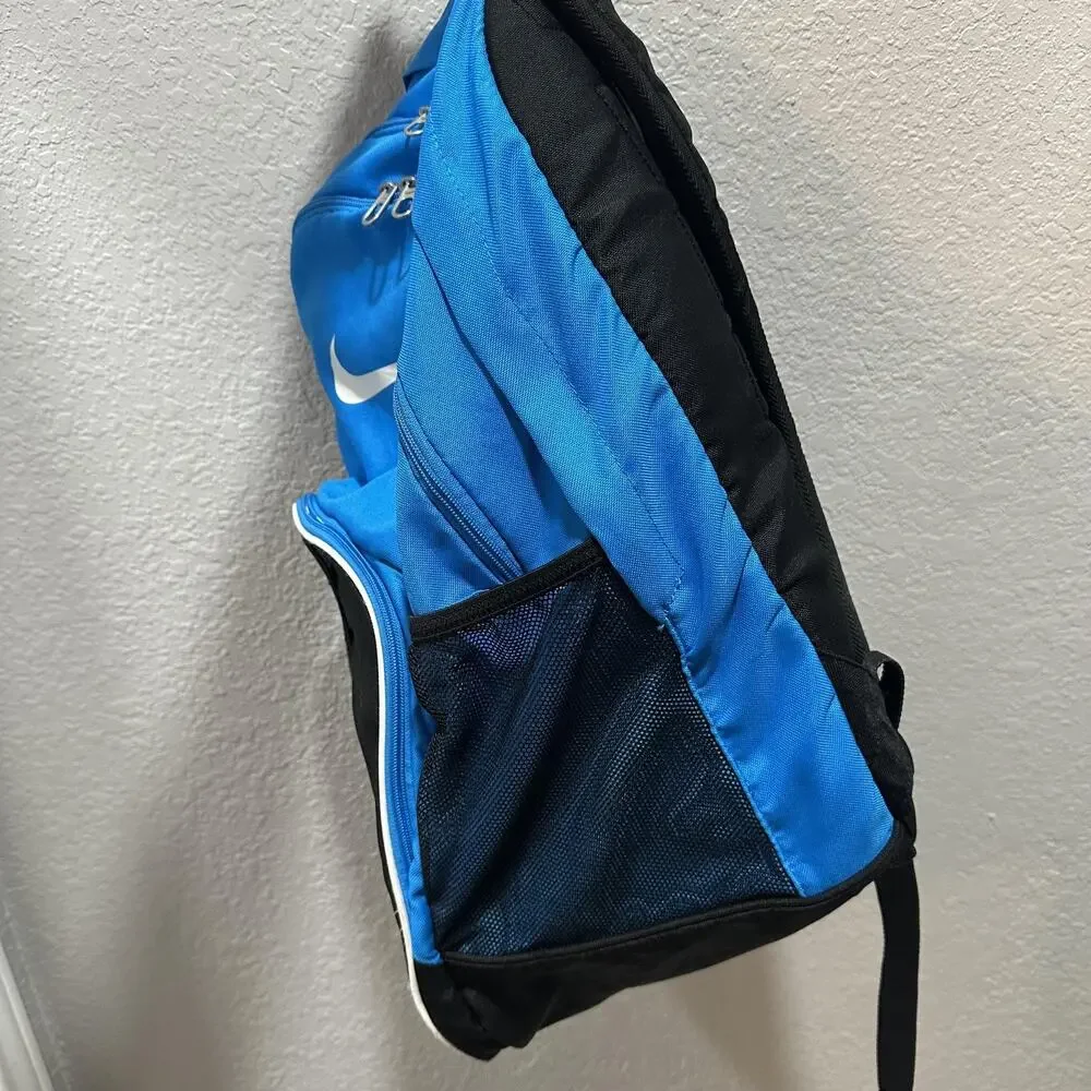 Nike Brasila 6 Large Backpack Blue Swoosh Mesh Pockets BA4718-428 School Sports